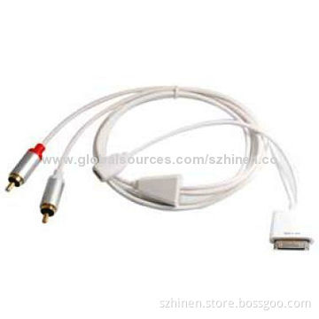 30-pin Dock Connector to R/L Cable for iPod/iPhone/iPad, with Micro USB